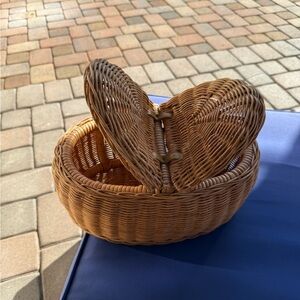 Wicker Heart-Shaped Basket